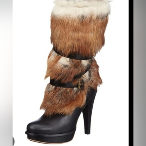 Ugg Foxly Leather Lamb Fur Boots Platform Luxury Designer S/N 1001320 NEW #728 - Picture 12 of 17